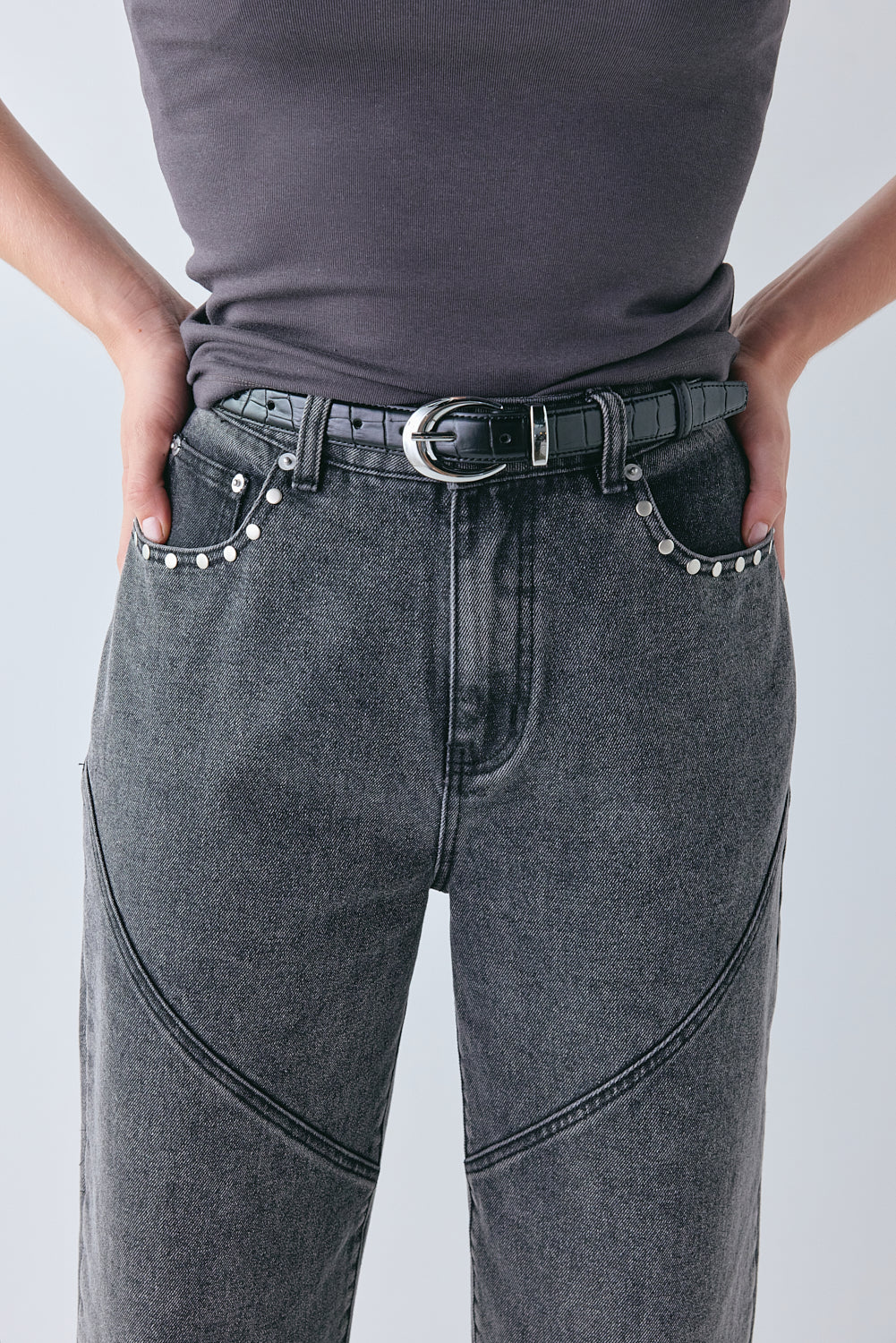 Pia High Rise Denim Jeans Washed Grey
