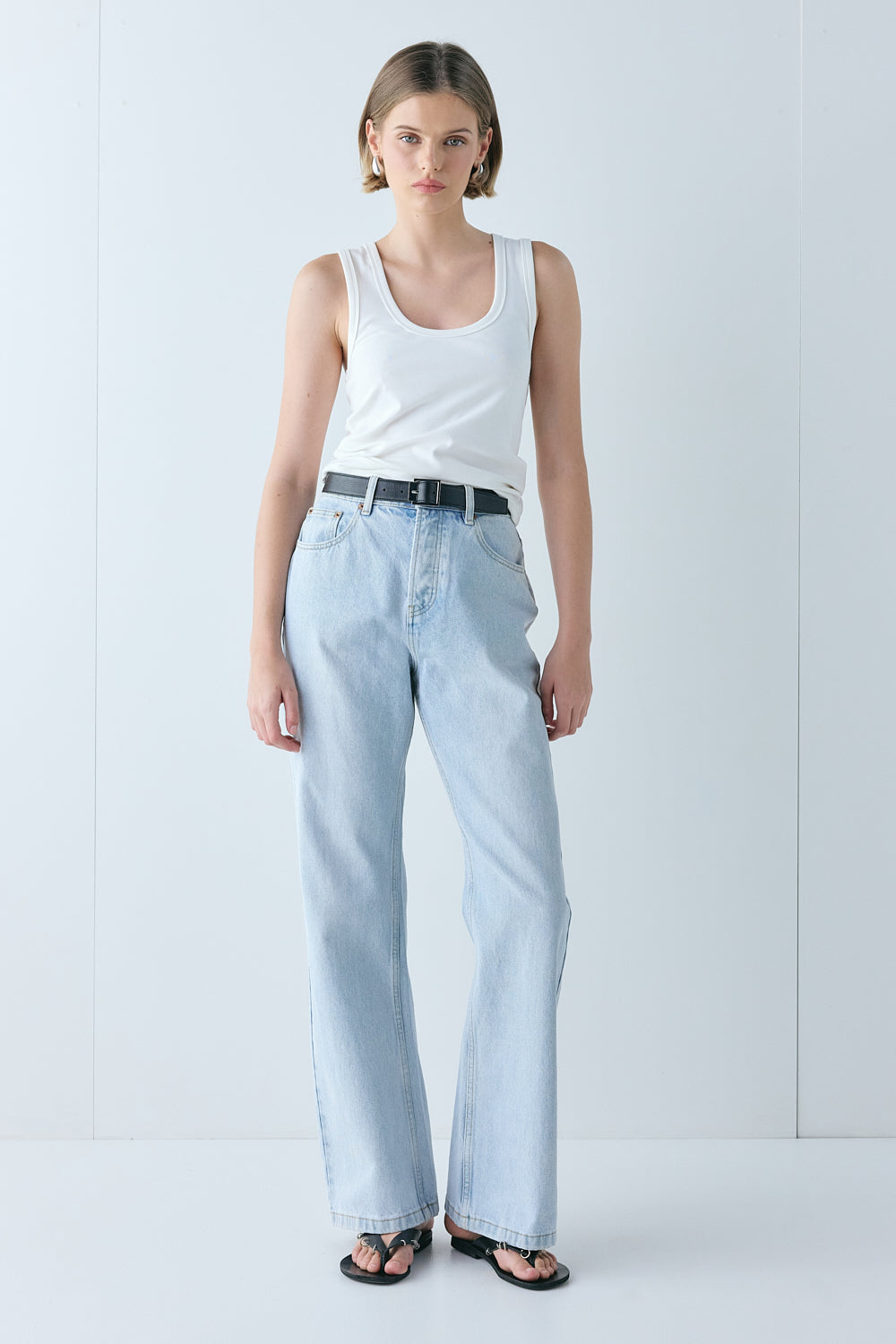 Franca High Rise Denim Jeans Washed Blue