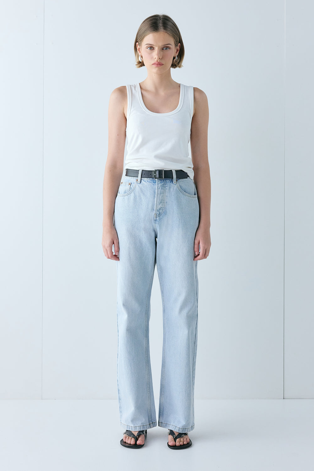 Franca High Rise Denim Jeans Washed Blue