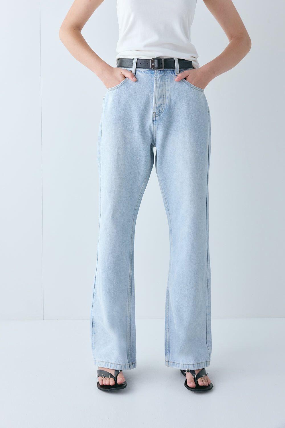 Franca High Rise Denim Jeans Washed Blue
