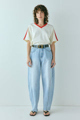 Nyra High Rise Barrel Denim Jeans Light Blue