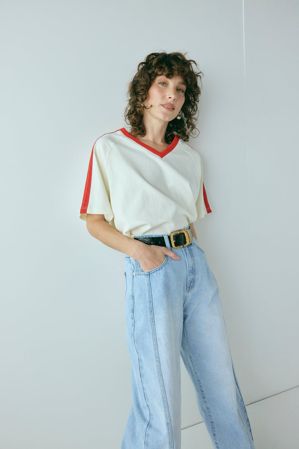 Nyra High Rise Barrel Denim Jeans Light Blue