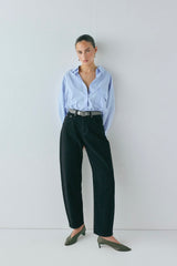 Lex Mid Rise Barrel Denim Jeans Black