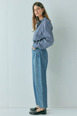 Lex Mid Rise Barrel Denim Jeans Blue