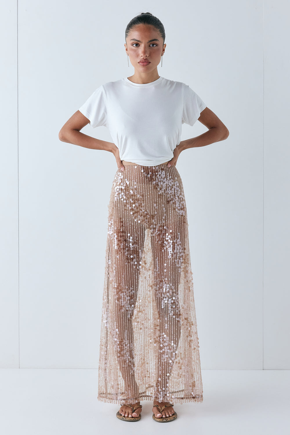 Vilma Sequin Maxi Skirt Bronze