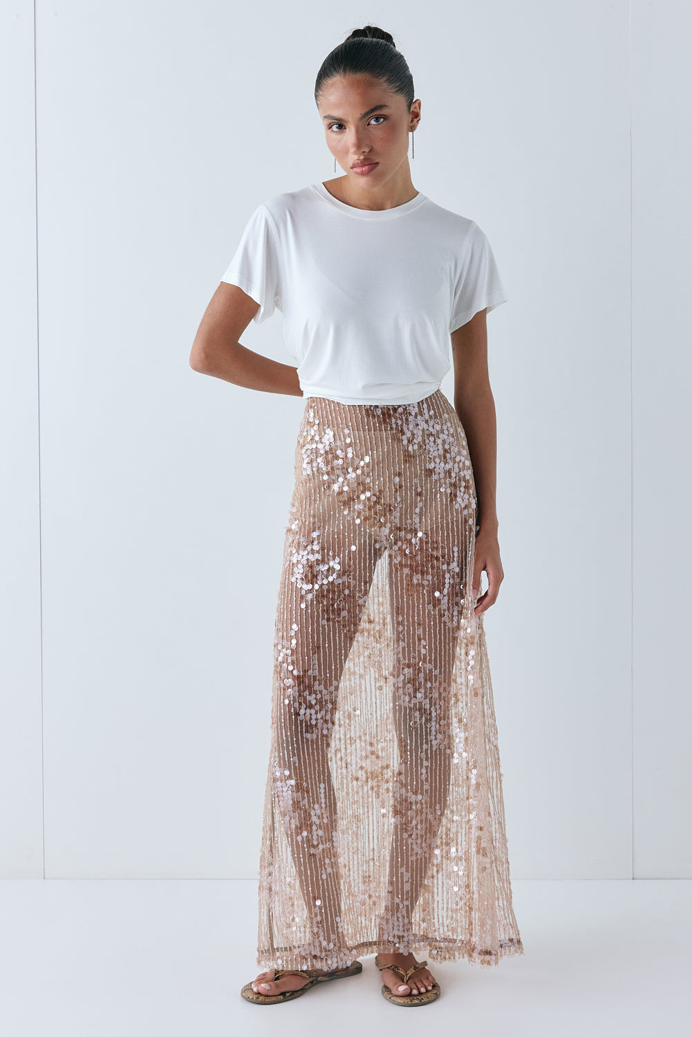 Vilma Sequin Maxi Skirt Bronze