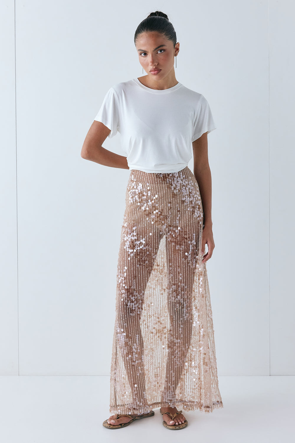Vilma Sequin Maxi Skirt Bronze