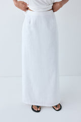 Violette Linen Midi Skirt White