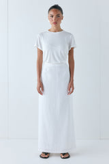 Violette Linen Midi Skirt White