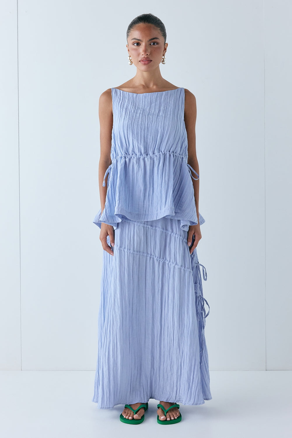 Elise Midi Skirt Crinkle Blue