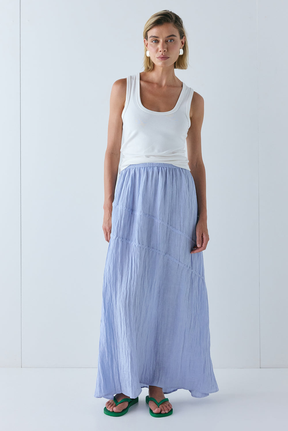 Elise Midi Skirt Crinkle Blue