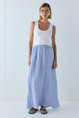 Elise Midi Skirt Crinkle Blue