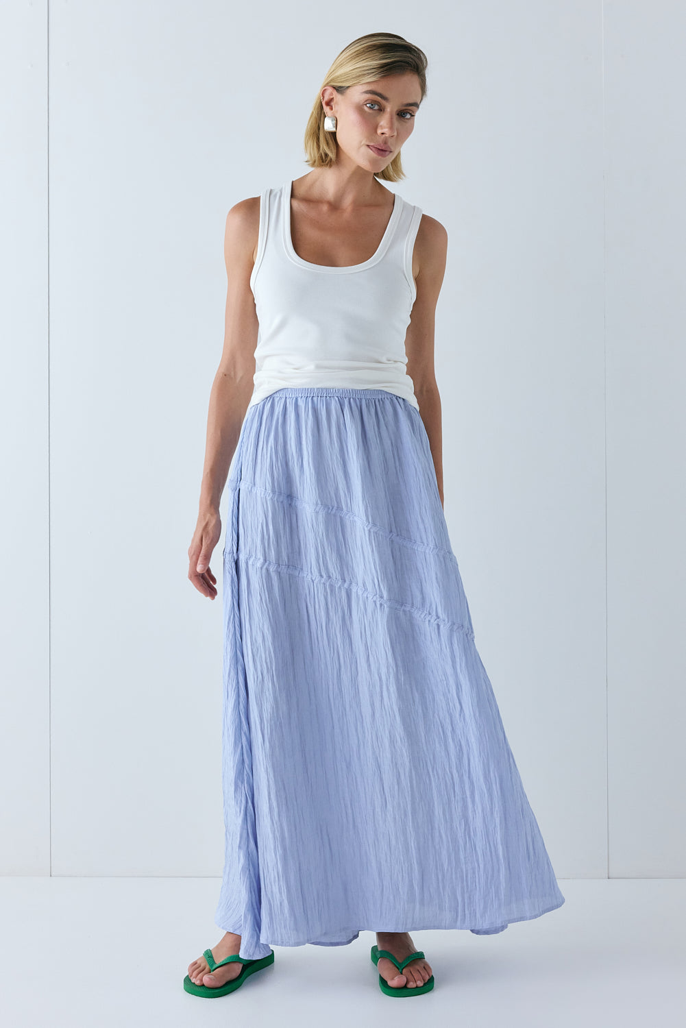 Elise Midi Skirt Crinkle Blue