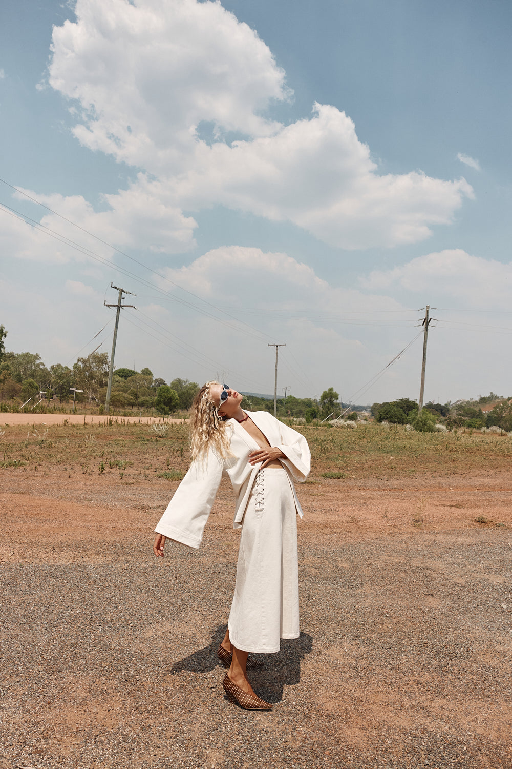 Eve Denim Midi Skirt Cream