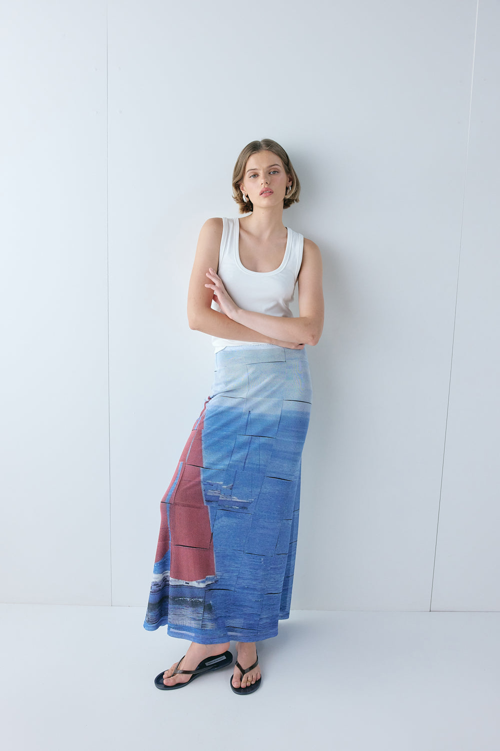 Elara Mesh Maxi Skirt Sail