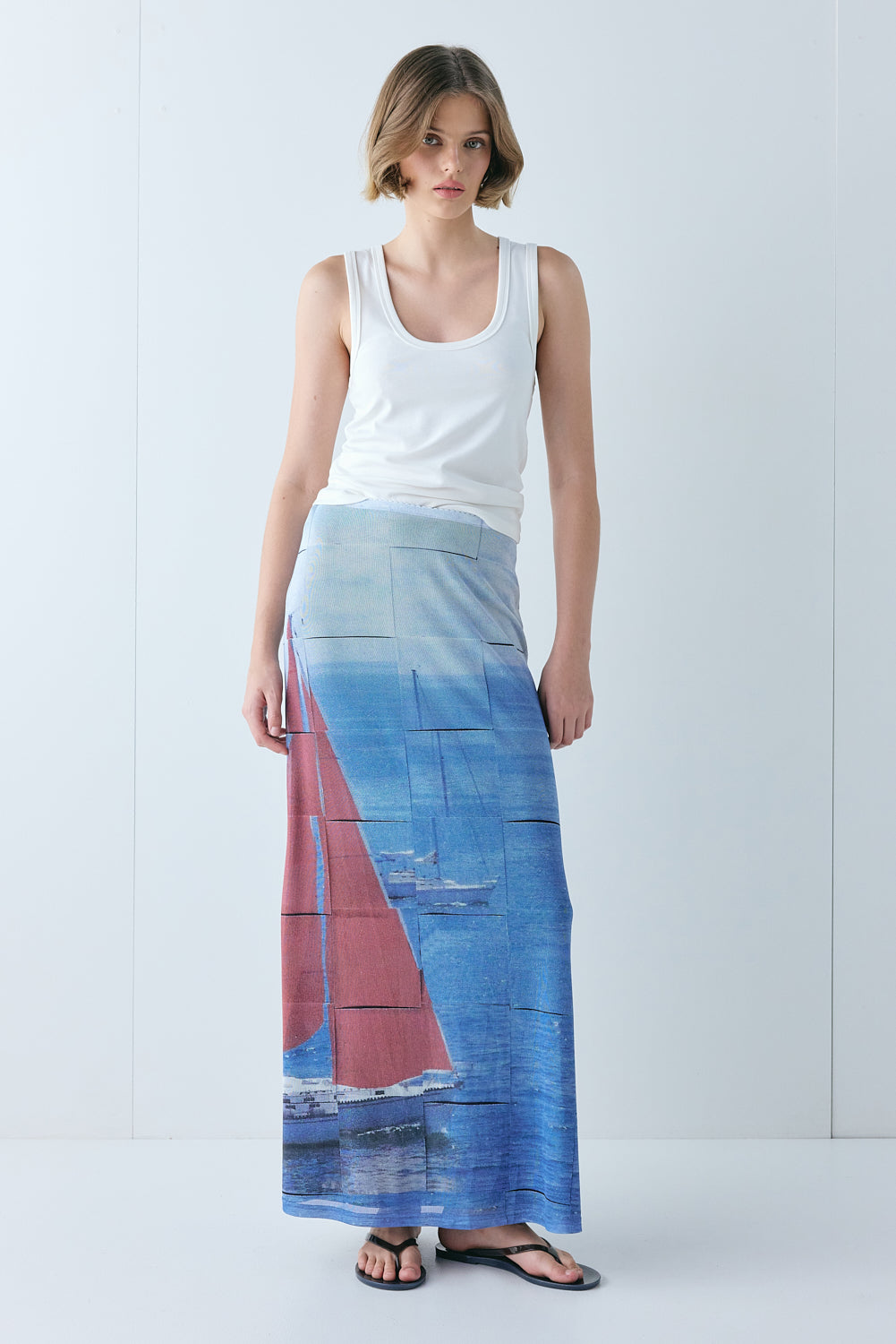 Elara Mesh Maxi Skirt Sail