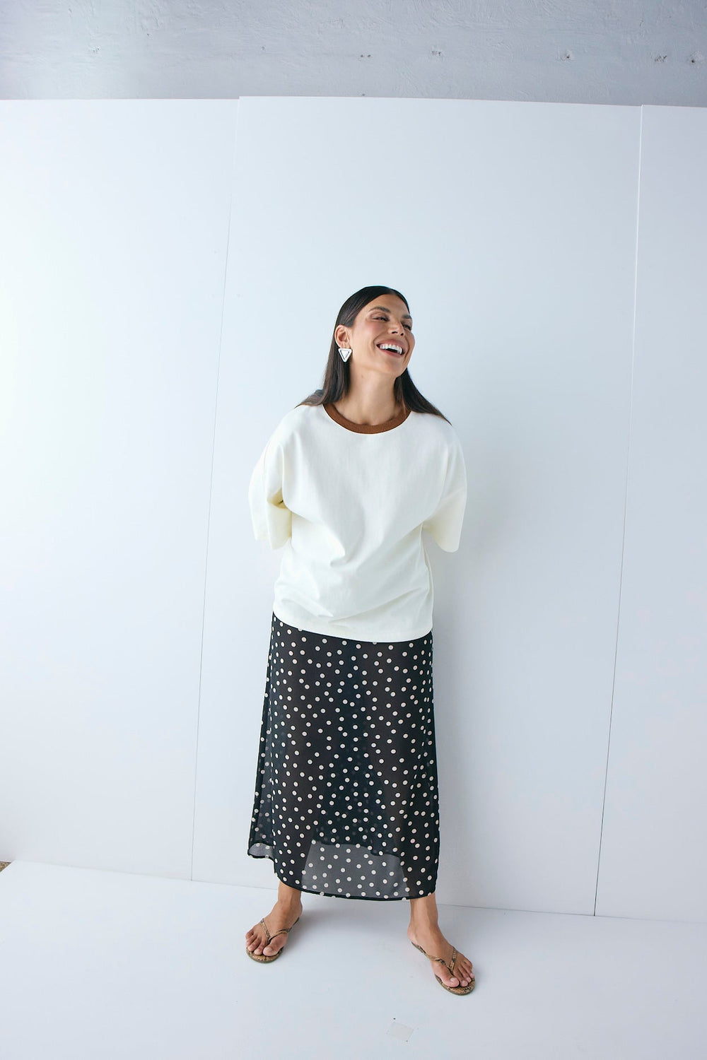 Vilma Sheer Maxi Skirt Black Polka Dot