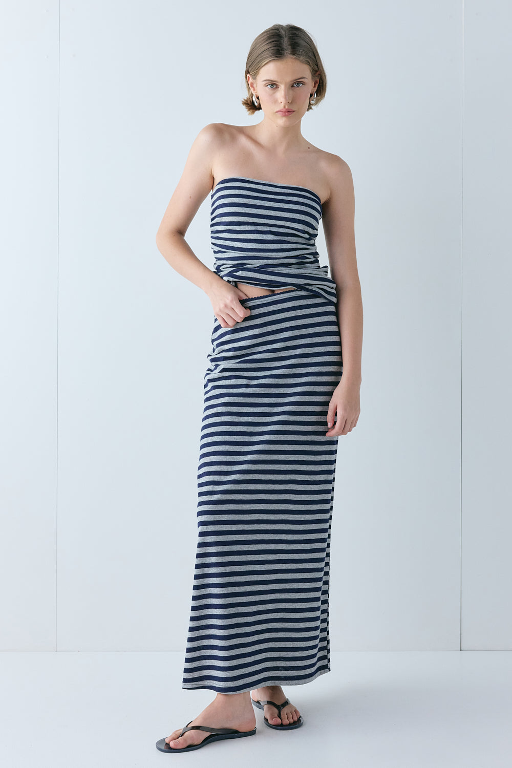 Tamsin Maxi Skirt Navy Stripe