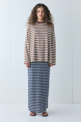 Tamsin Maxi Skirt Navy Stripe