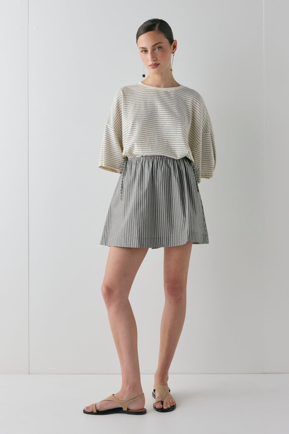 Hope Mini Skirt Charcoal Stripe
