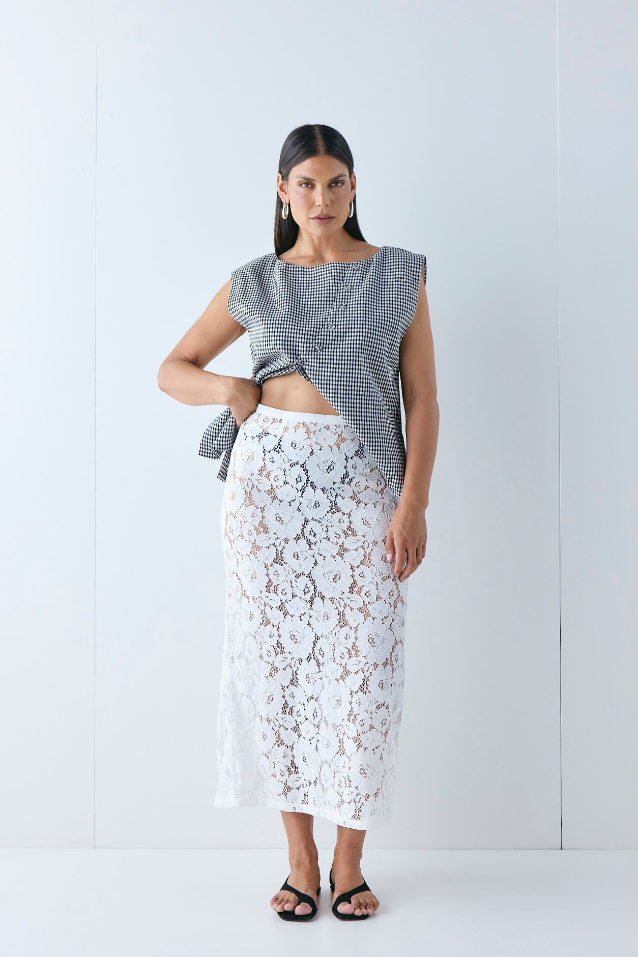 Devyn Lace Midi Skirt White