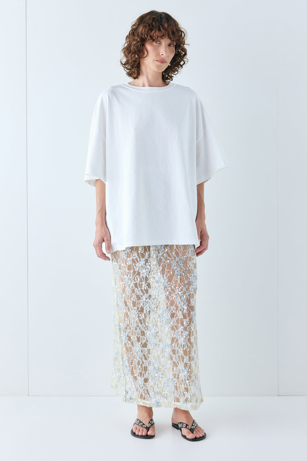 Devyn Sequin Midi Skirt Lace