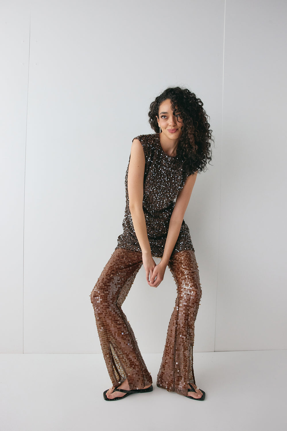 Eden Sequin Pants Brown