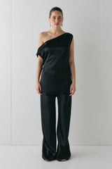 Rae Satin Pants Black