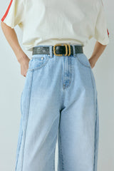 Nyra High Rise Barrel Denim Jeans Light Blue