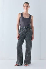 Pia High Rise Denim Jeans Washed Grey