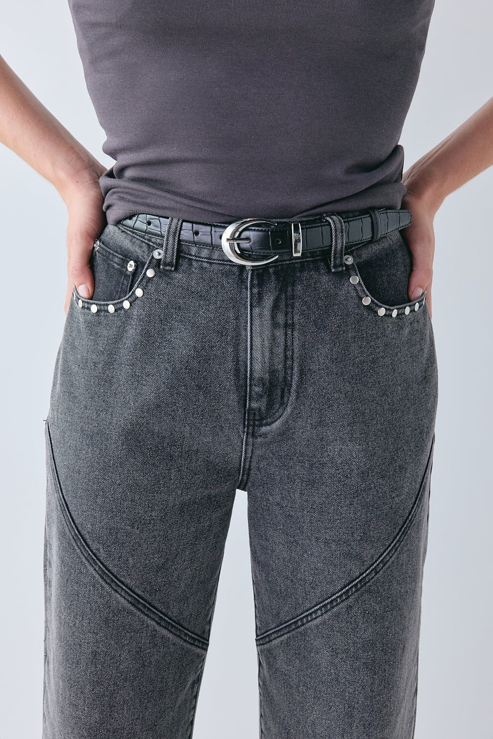 Pia High Rise Denim Jeans Washed Grey