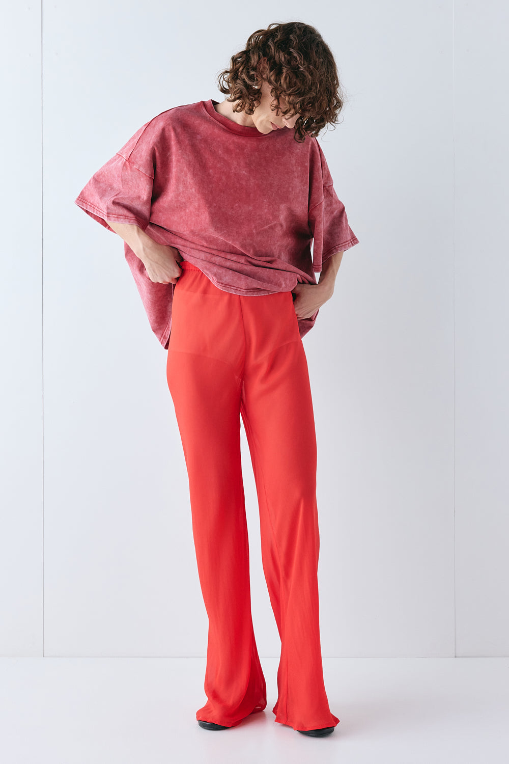 Remi Sheer Pants Red