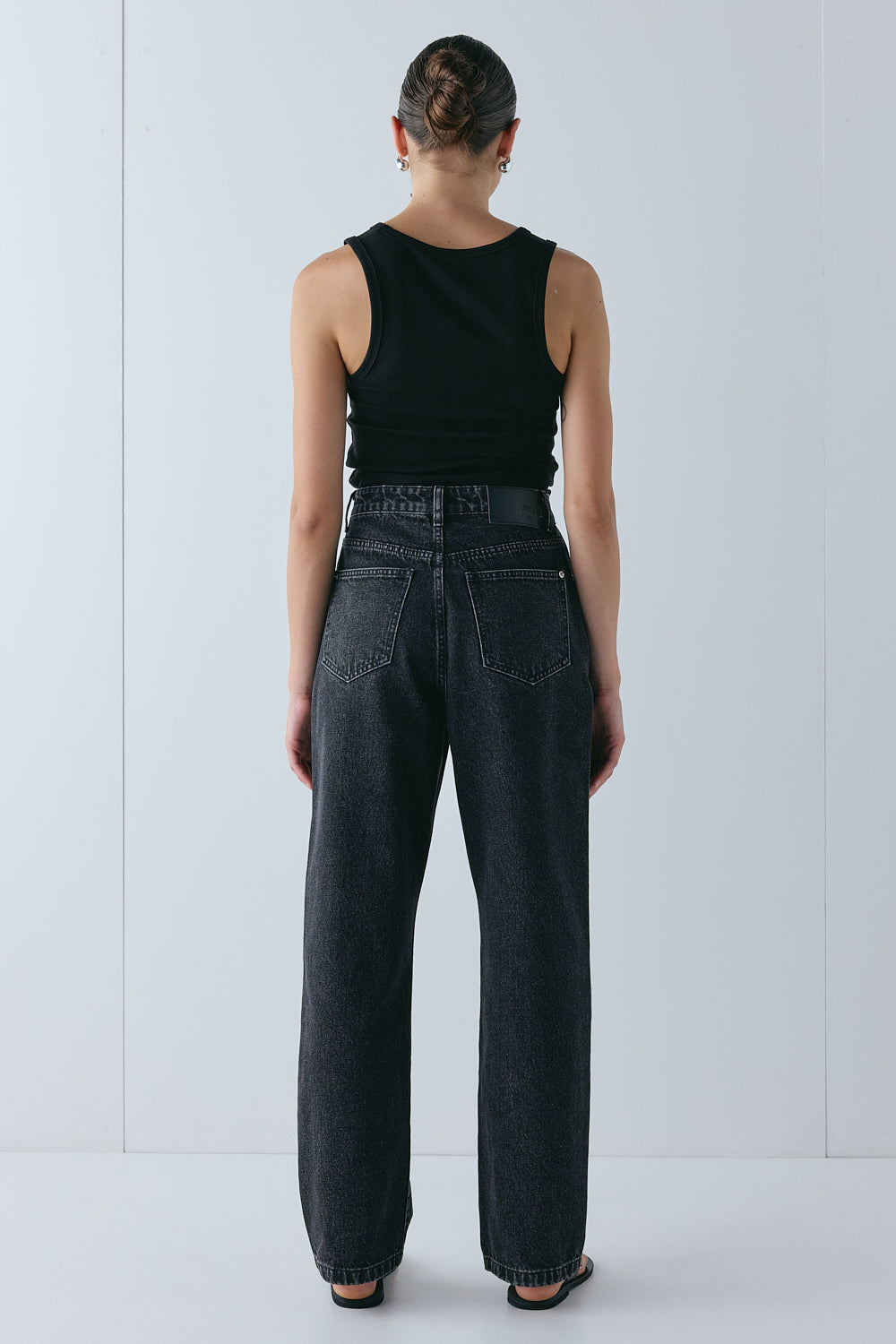 Lenah High Rise Embroidered Denim Jeans Black
