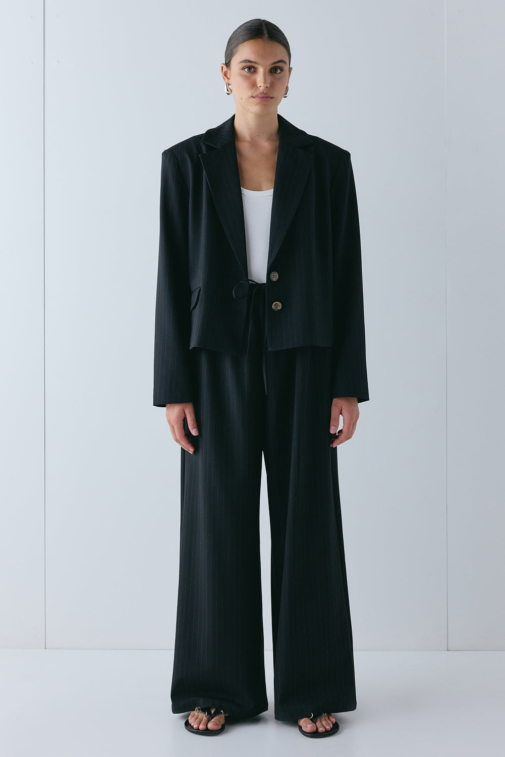 Raya Pants Black Pinstripe