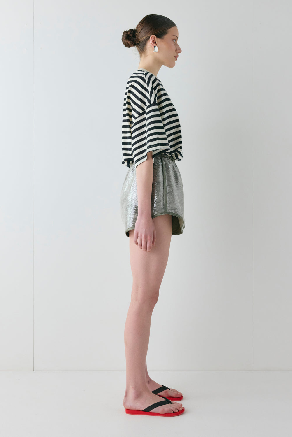 Wyatt Sequin Shorts Slate