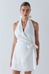 Lo Linen Mini Dress White