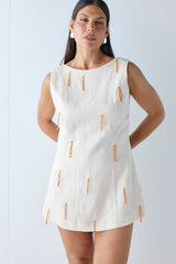 Anisa Linen Mini Dress Cream