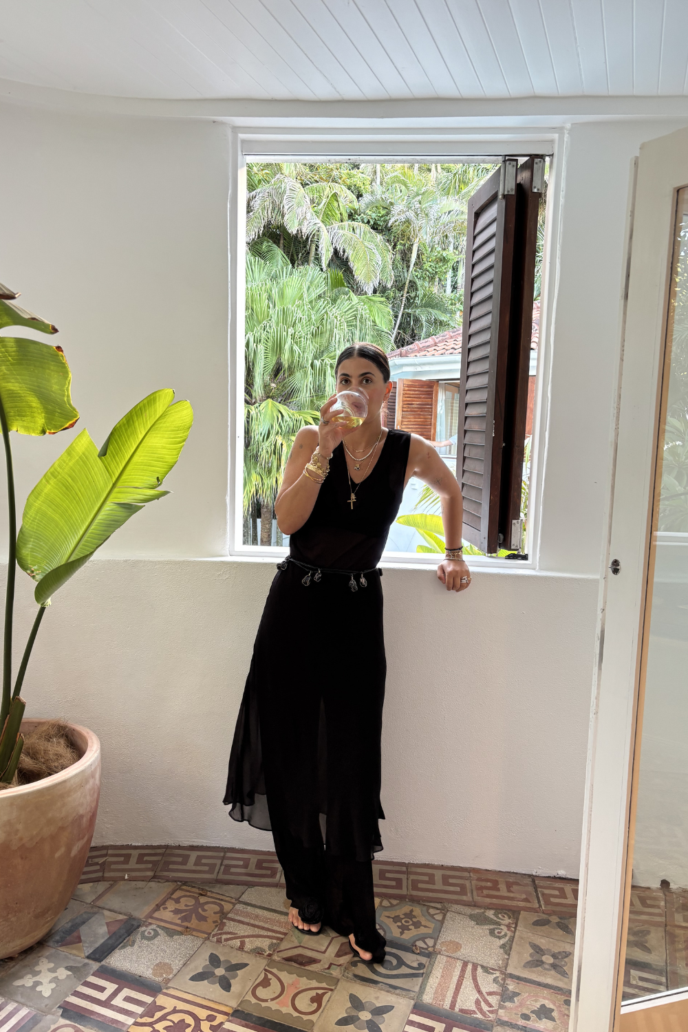 Winona Sheer Midi Dress Black