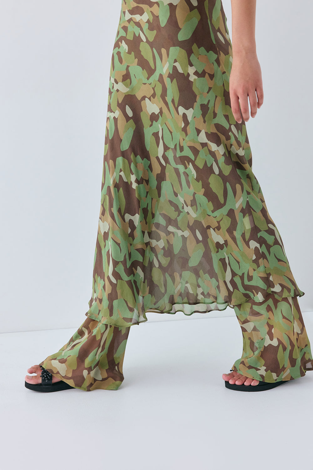 Francesca Sheer Maxi Dress Camo