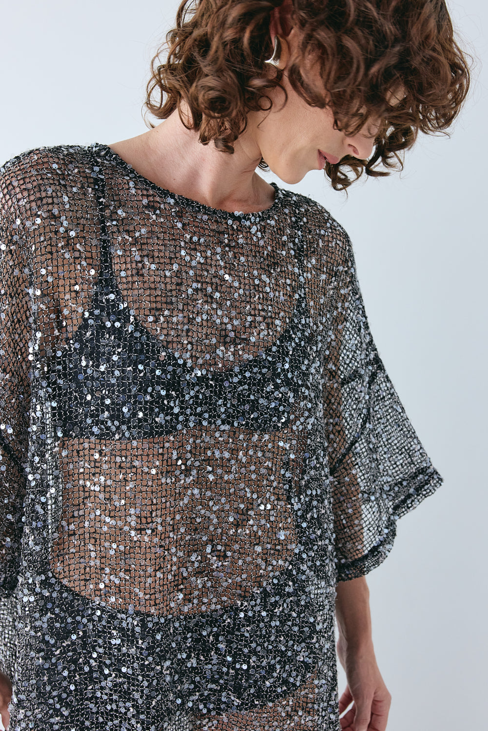 Ivette Sequin Midi Dress Black