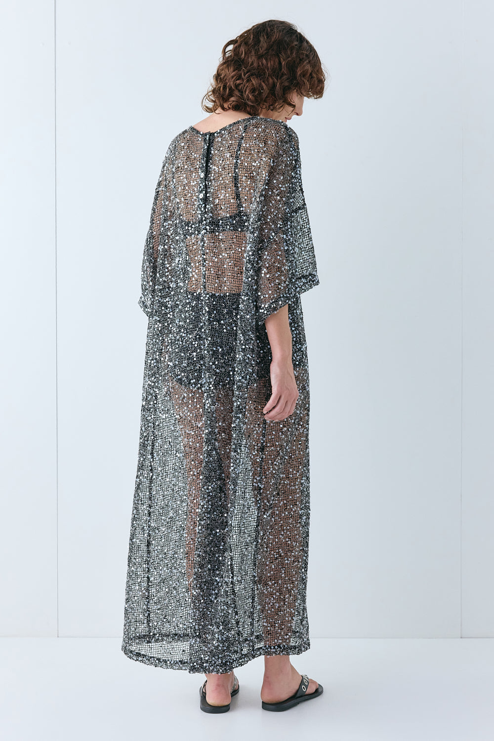 Ivette Sequin Midi Dress Black