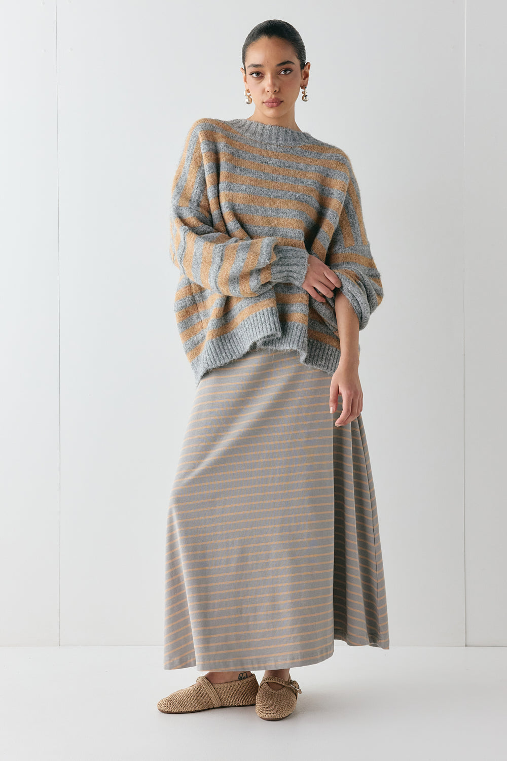 Sam Knit Jumper Apricot Stripe