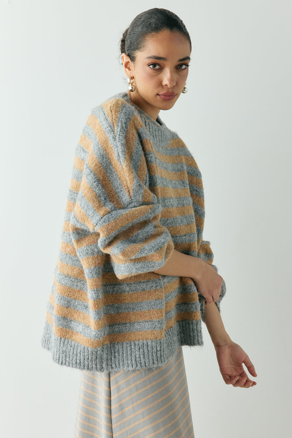 Sam Knit Jumper Apricot Stripe