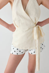 Prue Linen Top Cream