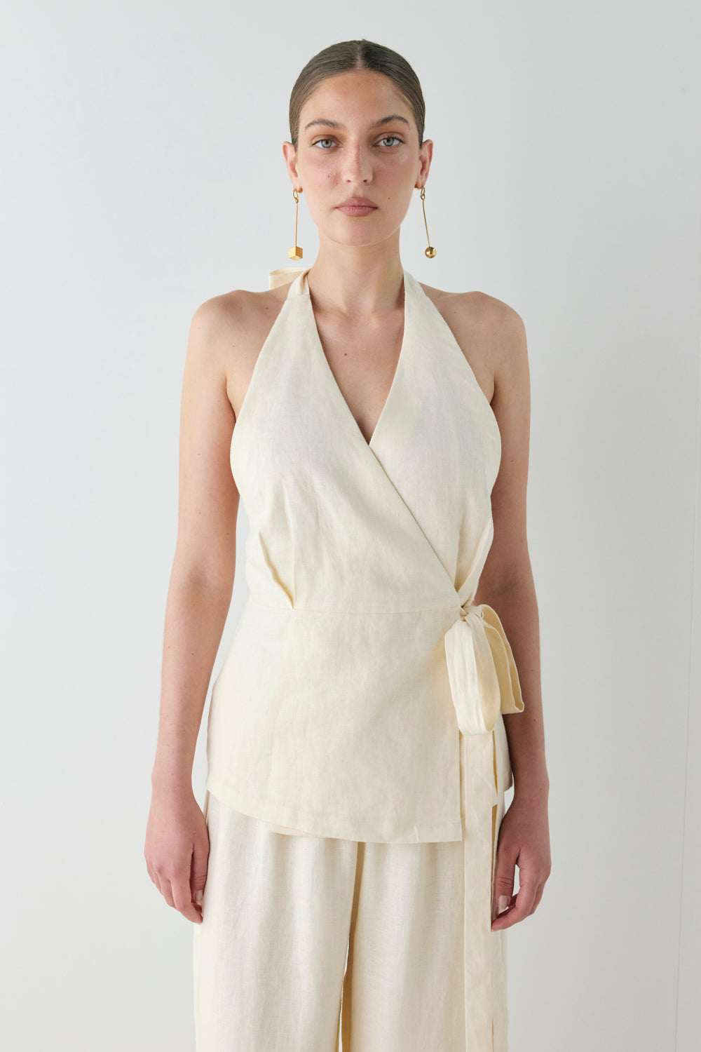 Prue Linen Top Cream