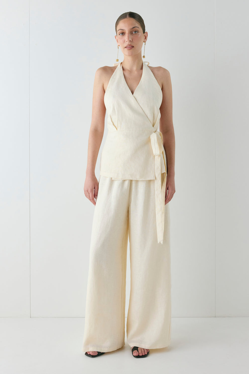 Prue Linen Top Cream