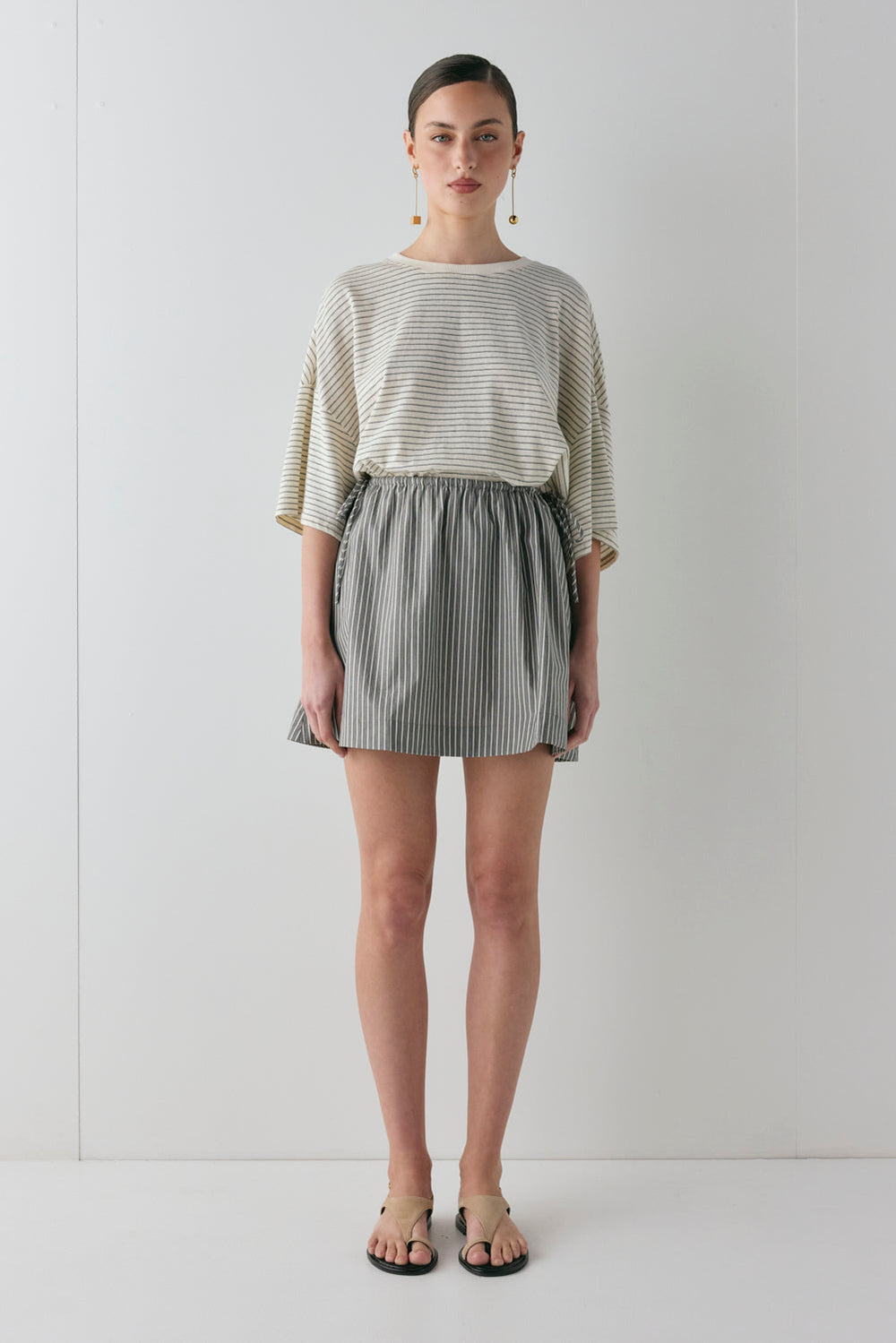 Hope Mini Skirt Charcoal Stripe