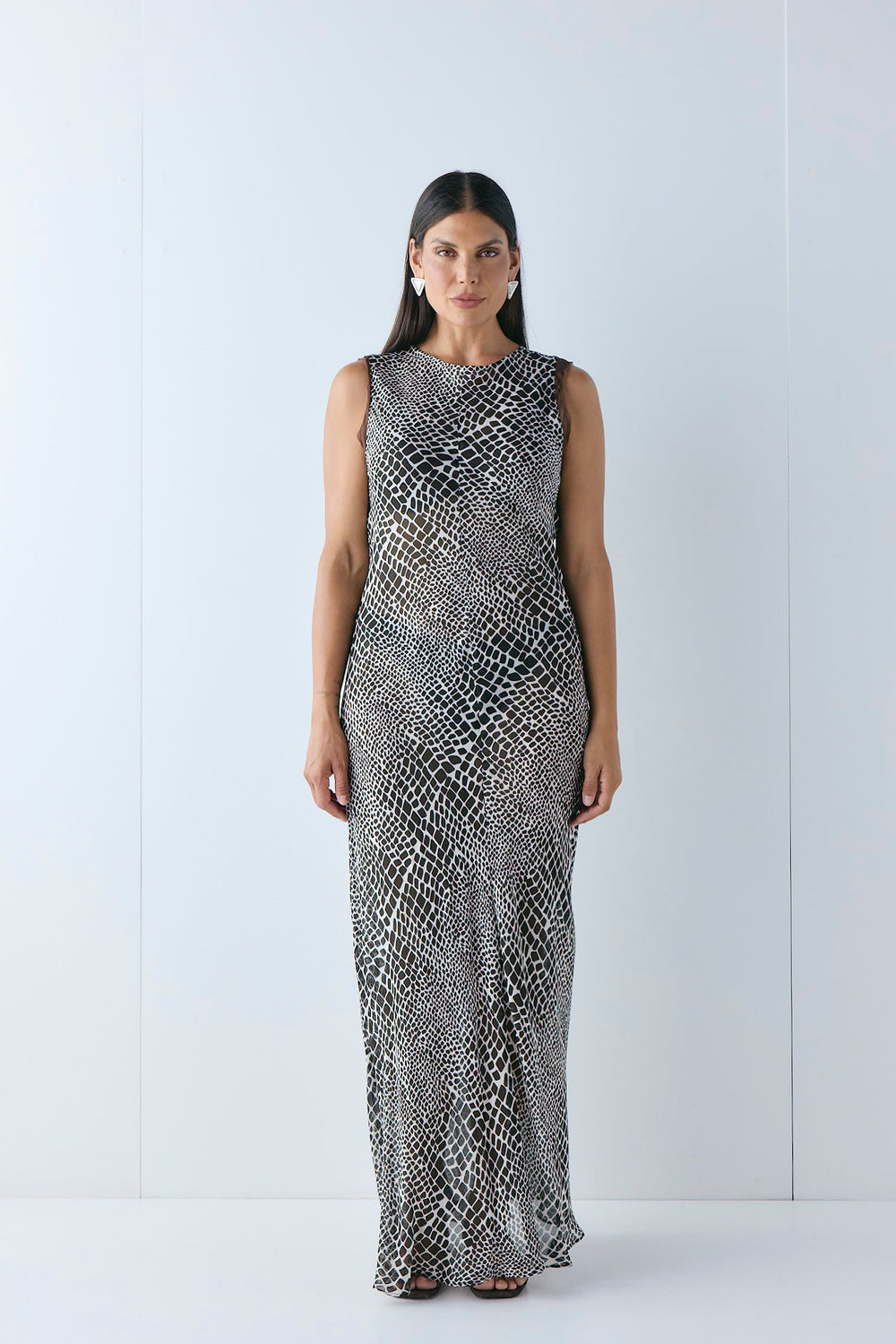 Blanco Sheer Maxi Dress Croc