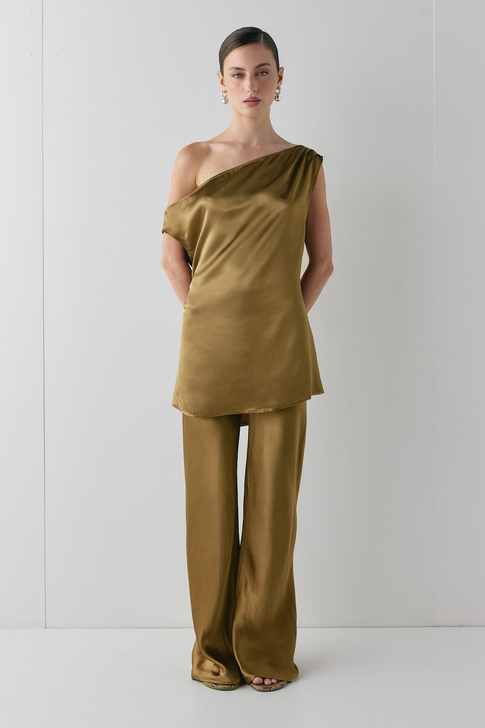 Camille Satin Tunic Top Copper