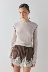 Monikh Lace Shorts Chocolate